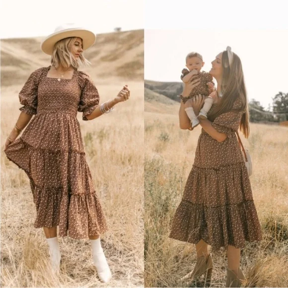 Ivy City Co Amber brown floral dress Size Small - Picture 3 of 13